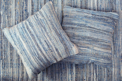 Denim Jute Pillow Cover Set Of 2 - Denim Blue, 24''x24''