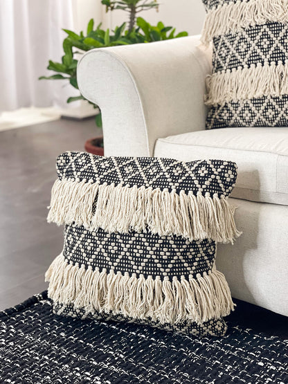 Diamond Pillow Cover Set Of 2 - Black/Ivory, 20''x20''