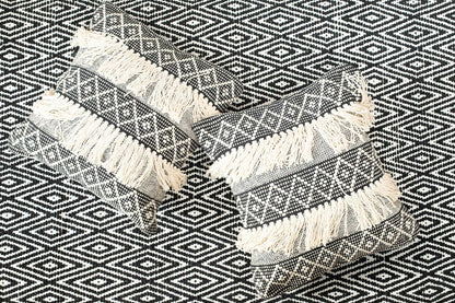 Diamond Pillow Cover Set Of 2 - Black/Ivory, 20''x20''