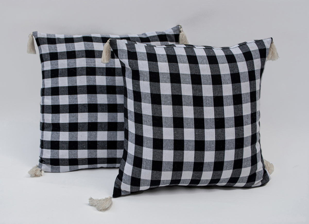 Check Pillow Cover Set Of 2 - Black/White, 18''x18''
