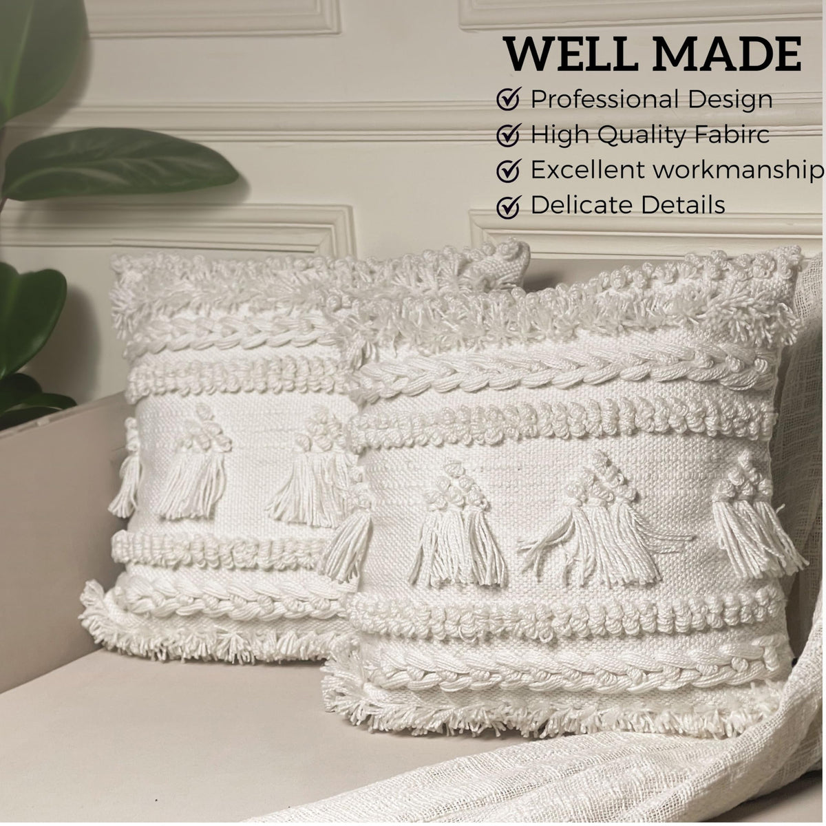 Baymont Pillow Cover Set Of 2 - Ivory, 18''x18''