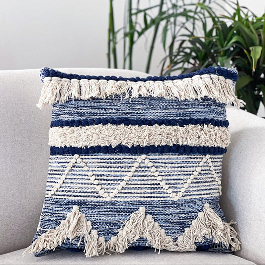 Montego Pillow Cover Set Of 2 - Blue/Off White, 18''x18''