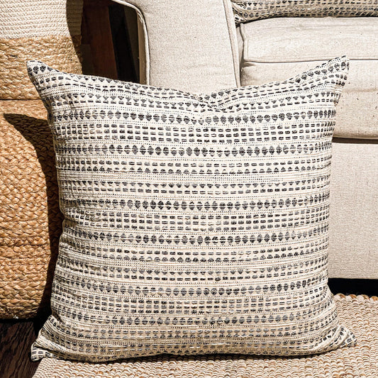 Lana Pillow Cover Set Of 2 - Ivory-Black, 20''x20''