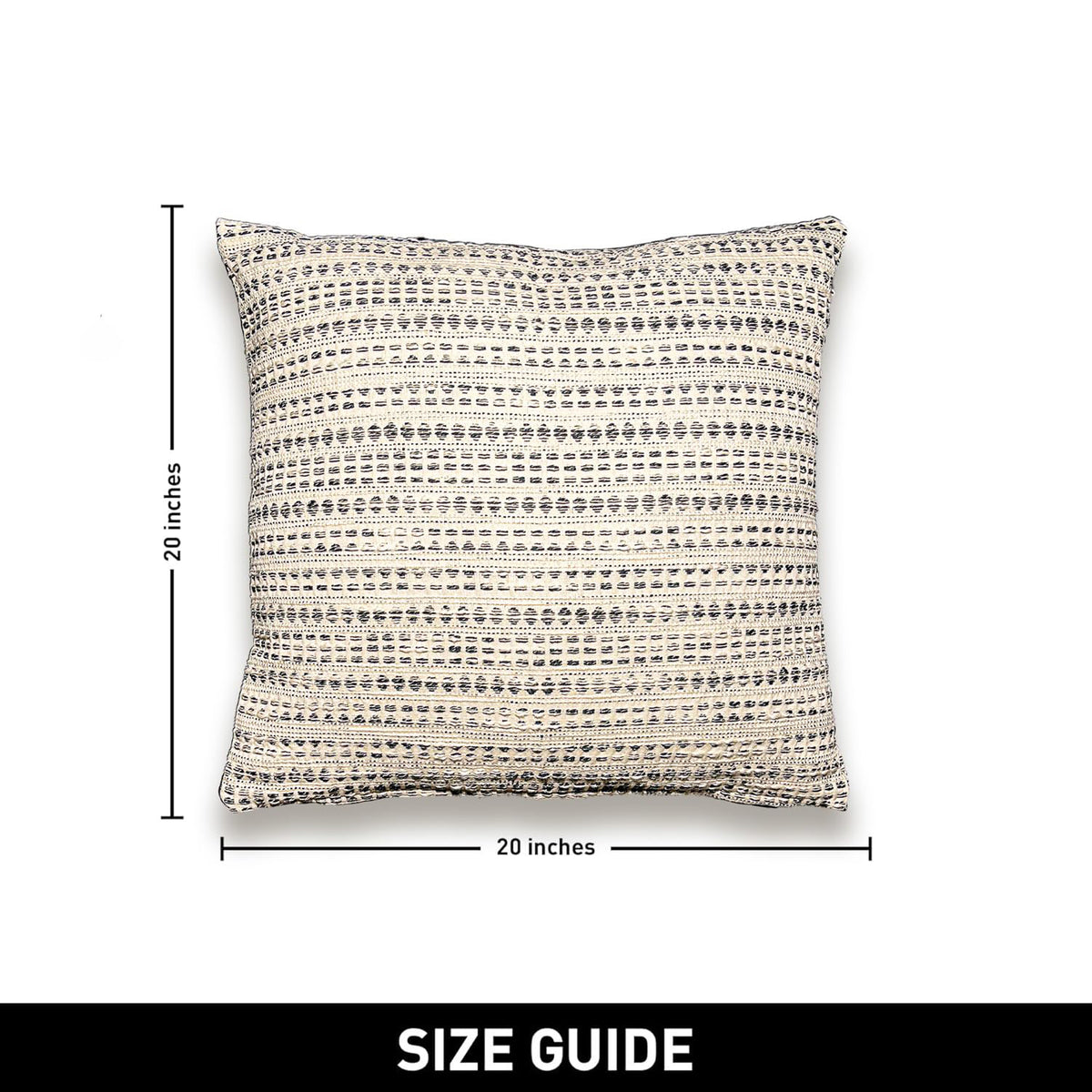 Lana Pillow Cover Set Of 2 - Ivory-Black, 20''x20''