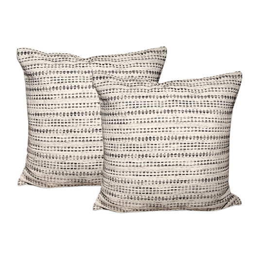 Lana Pillow Cover Set Of 2 - Ivory-Black, 20''x20''