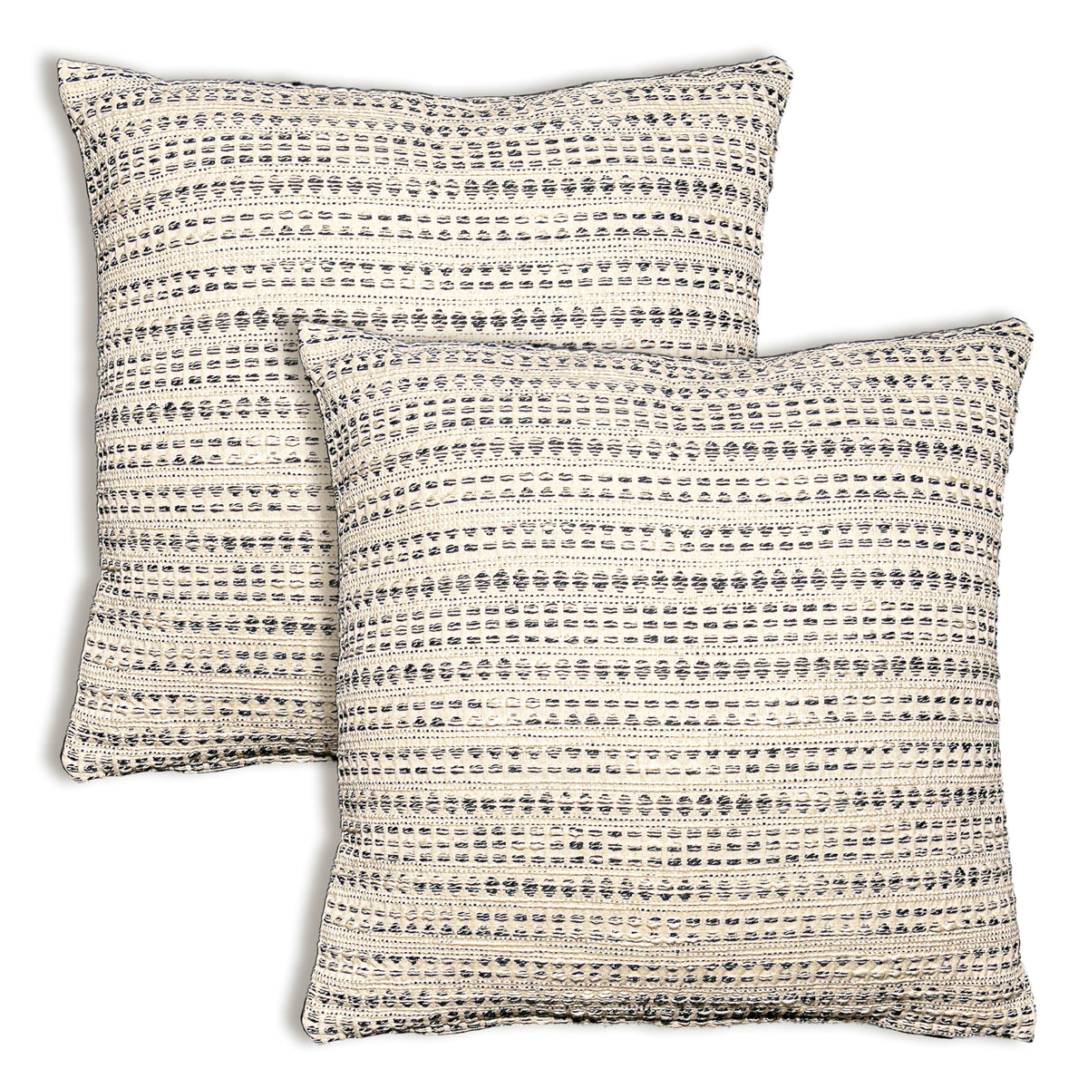 Lana Pillow Cover Set Of 2 - Blue/Off White, 18''x18''