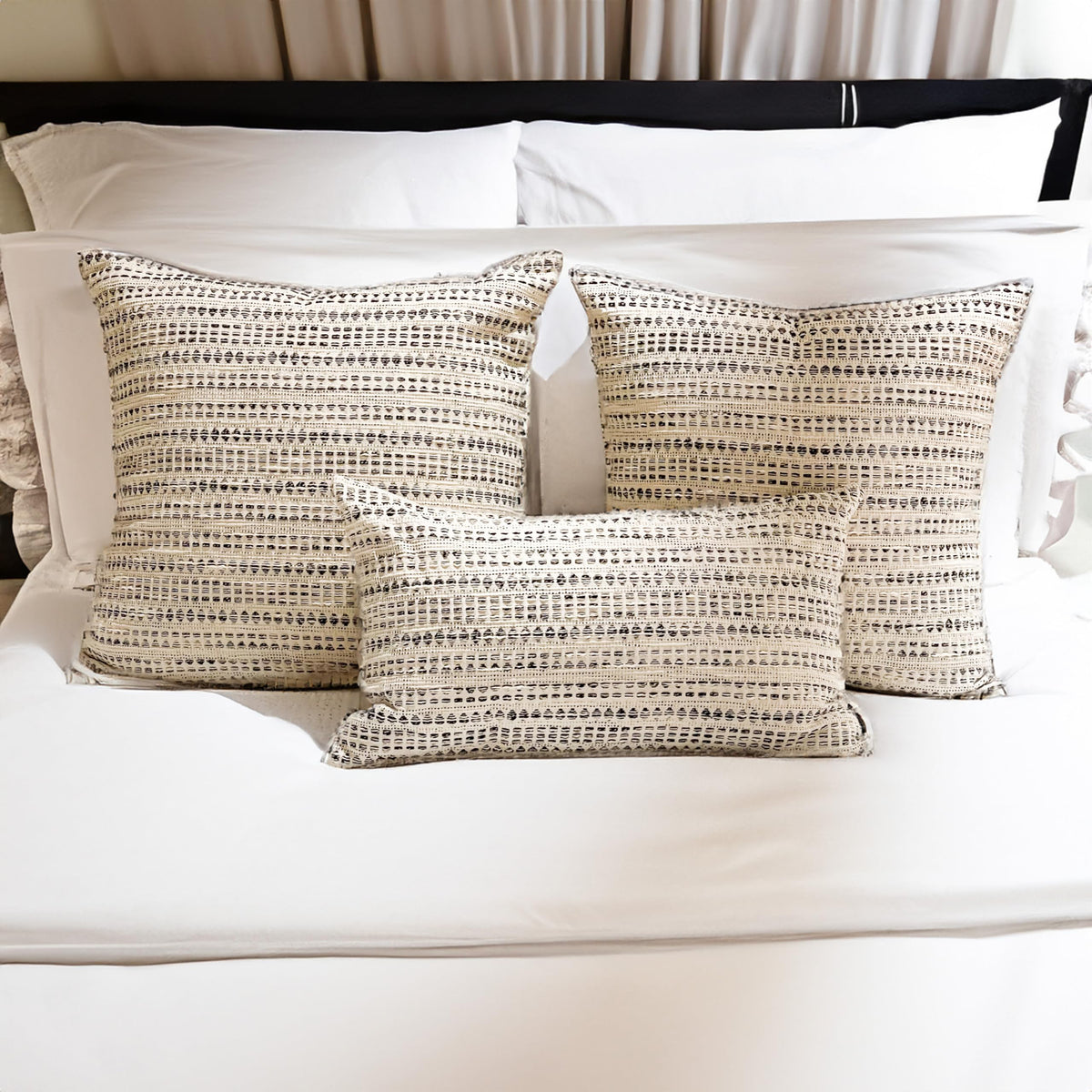 Lana Pillow Cover Set Of 2 - Blue/Off White, 18''x18''