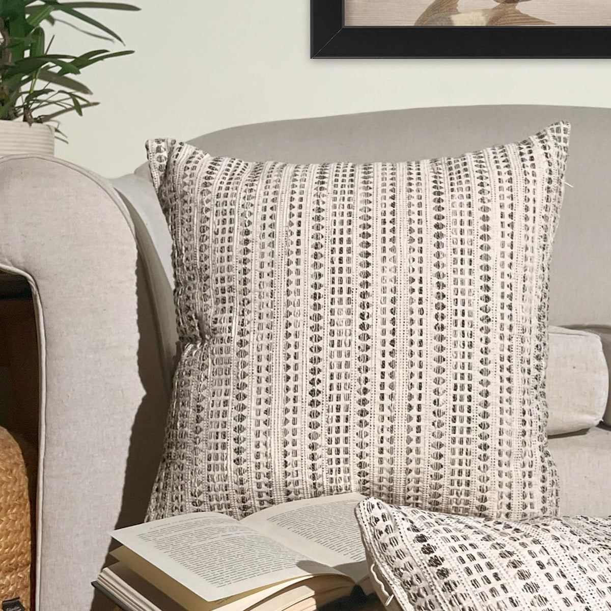 Lana Pillow Cover Set Of 2 - Blue/Off White, 18''x18''