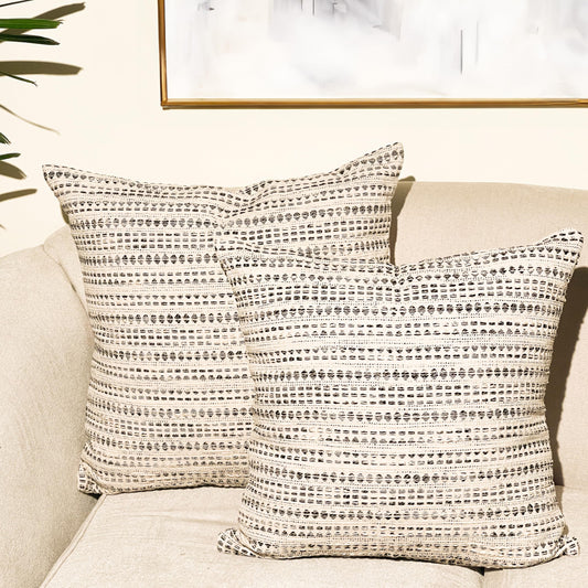 Lana Pillow Cover Set Of 2 - Blue/Off White, 18''x18''