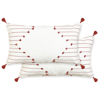 Poppy Pillow Cover Set Of 2 - Ivory-Rust, 12''x20''