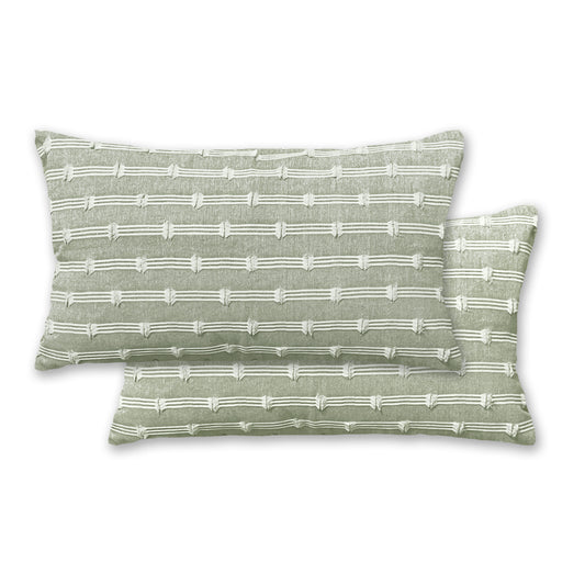 Gardenia Pillow Cover Set Of 2 - Sage Green-White, 12''x20''