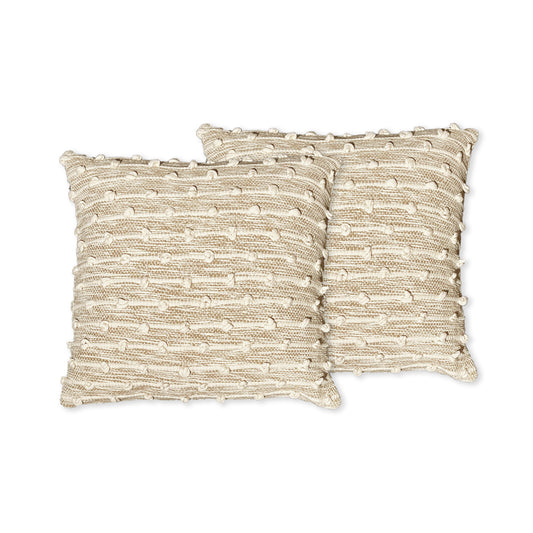 Malibu Stripe Pillow Cover Set Of 2 - Beige-Ivory, 18''x18''