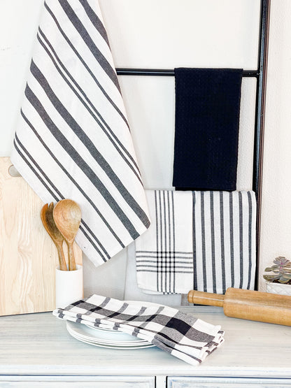 CUCINA KITCHEN TOWELS SET OF 8, 18''x28'', Black & White