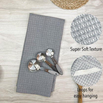 CUCINA KITCHEN TOWELS SET OF 8, 18''x28'', Grey & White