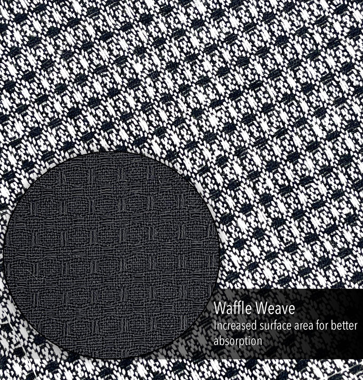 WAFFLE KITCHEN TOWELS SET OF 6, Black, 18''x28''