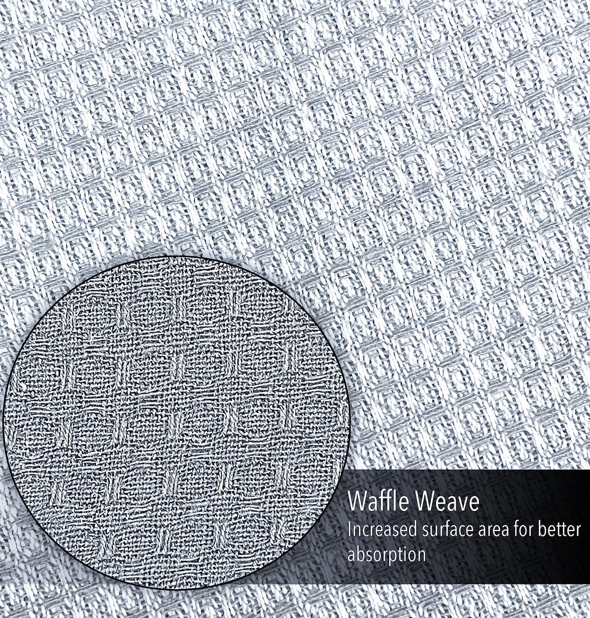 WAFFLE KITCHEN TOWELS SET OF 6, Grey, 18''x28''