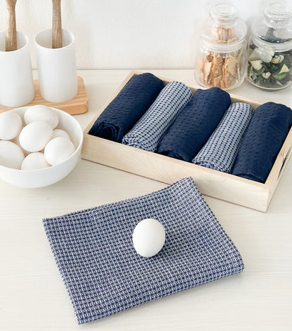 WAFFLE KITCHEN TOWELS SET OF 6, Blue, 18''x28''