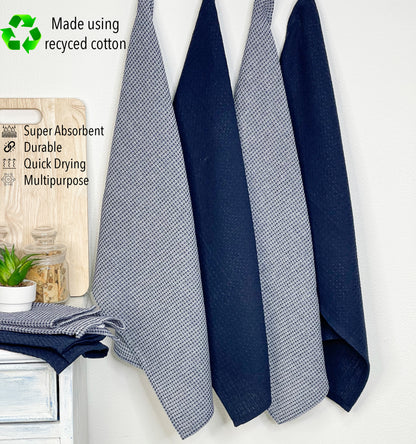 WAFFLE KITCHEN TOWELS SET OF 6, Blue, 18''x28''