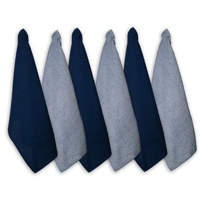WAFFLE KITCHEN TOWELS SET OF 6, Blue, 18''x28''