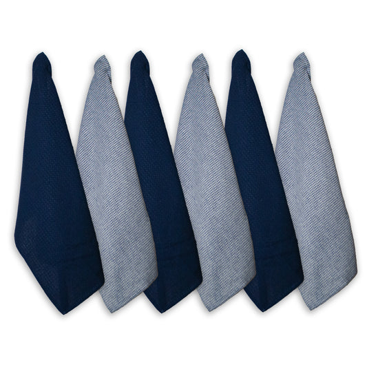 WAFFLE KITCHEN TOWELS SET OF 6, Blue, 18''x28''