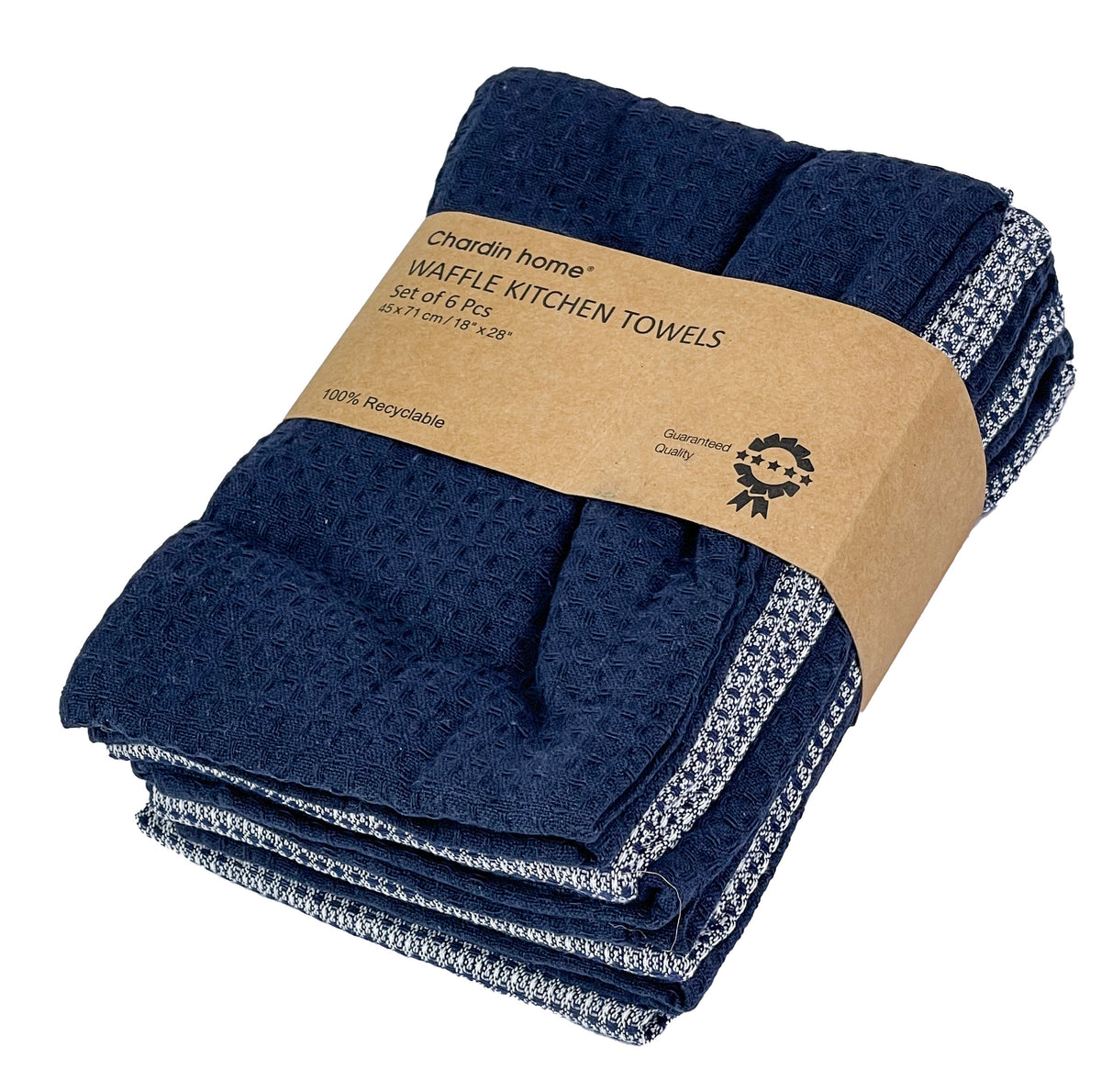 WAFFLE KITCHEN TOWELS SET OF 6, Blue, 18''x28''