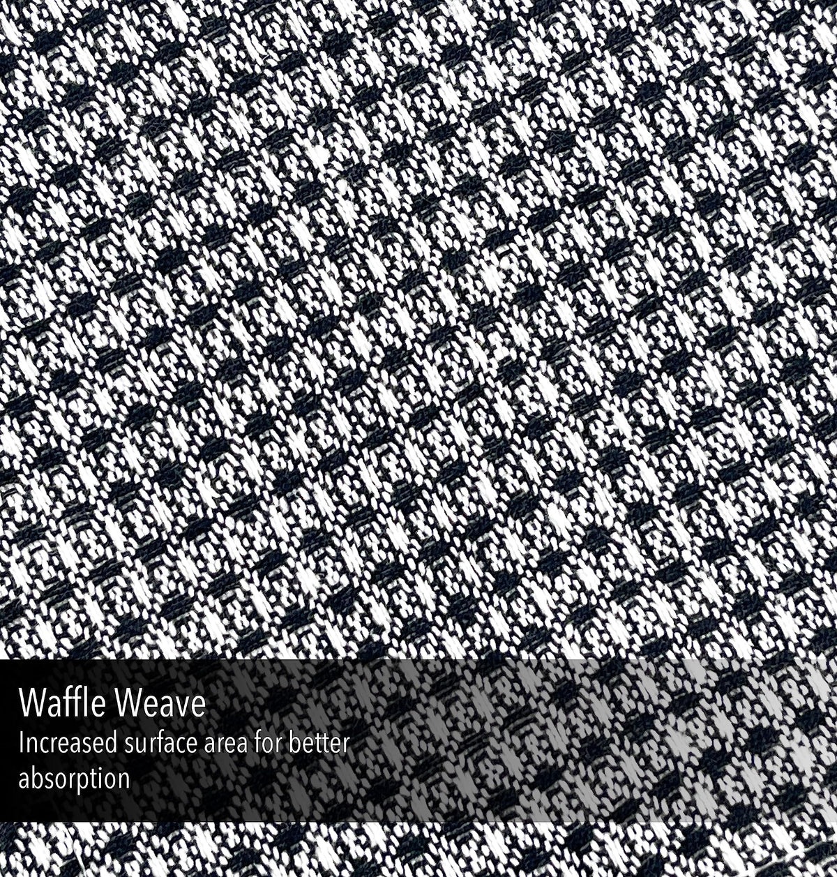 WAFFLE KITCHEN TOWELS SET OF 6, 18''x28'', Black-White