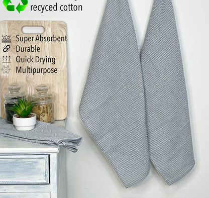WAFFLE KITCHEN TOWELS SET OF 6, 18''x28'', Grey-White