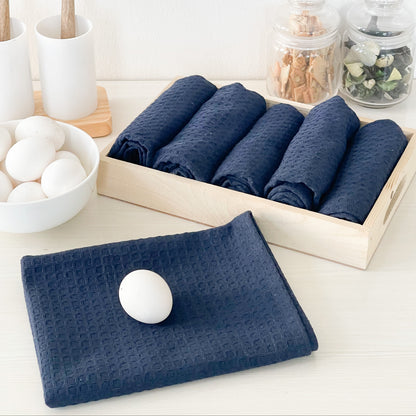 WAFFLE KITCHEN TOWELS SET OF 6, 18''x28'', Blue