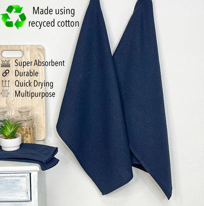 WAFFLE KITCHEN TOWELS SET OF 6, 18''x28'', Blue