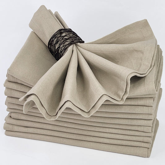 TEXTURED NAPKIN SET OF 12, BEIGE, 18''x18''