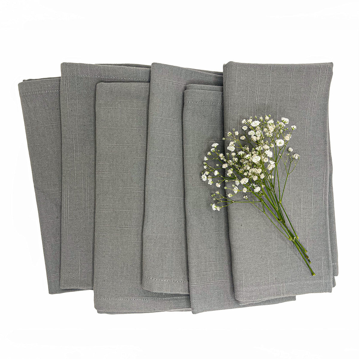 TEXTURED NAPKIN SET OF 6, GREY, 18''x18''