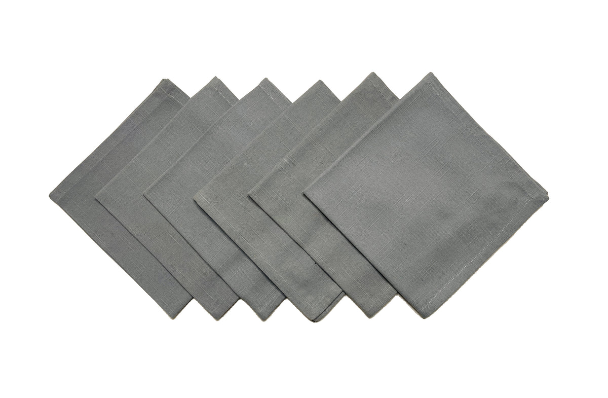 TEXTURED NAPKIN SET OF 6, GREY, 18''x18''