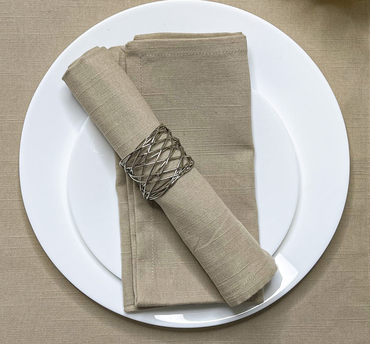 TEXTURED NAPKIN SET OF 6, BEIGE, 18''x18''