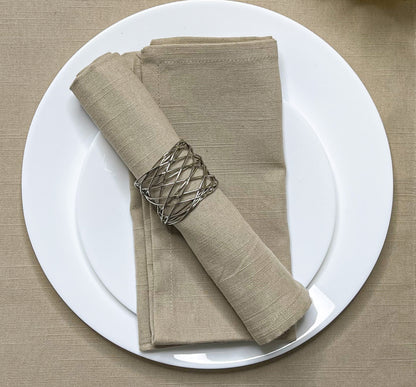 TEXTURED NAPKIN SET OF 6, BEIGE, 18''x18''
