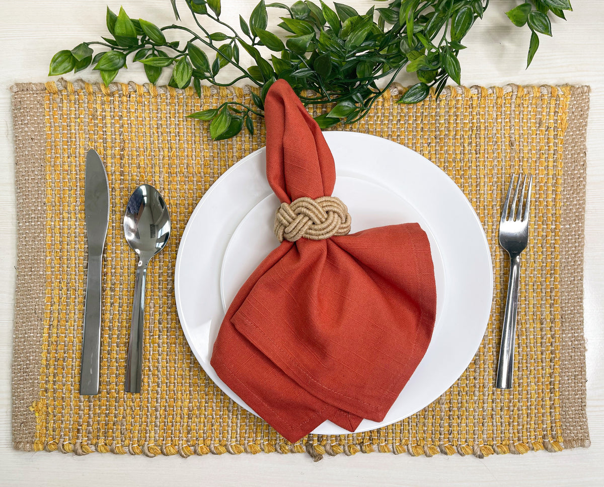TEXTURED NAPKIN SET OF 12, RUST ORANGE, 18''x18''