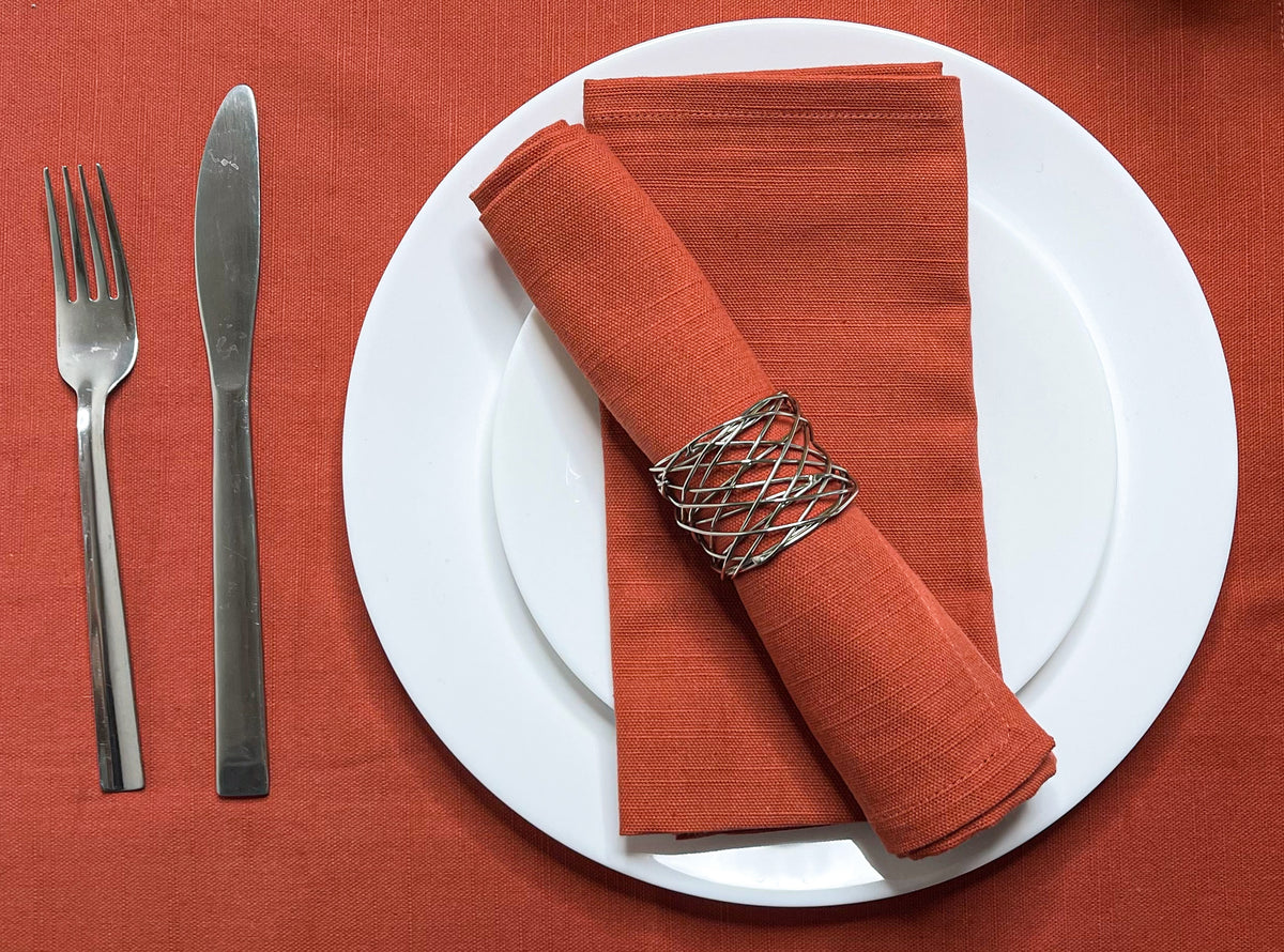 TEXTURED NAPKIN SET OF 12, RUST ORANGE, 18''x18''