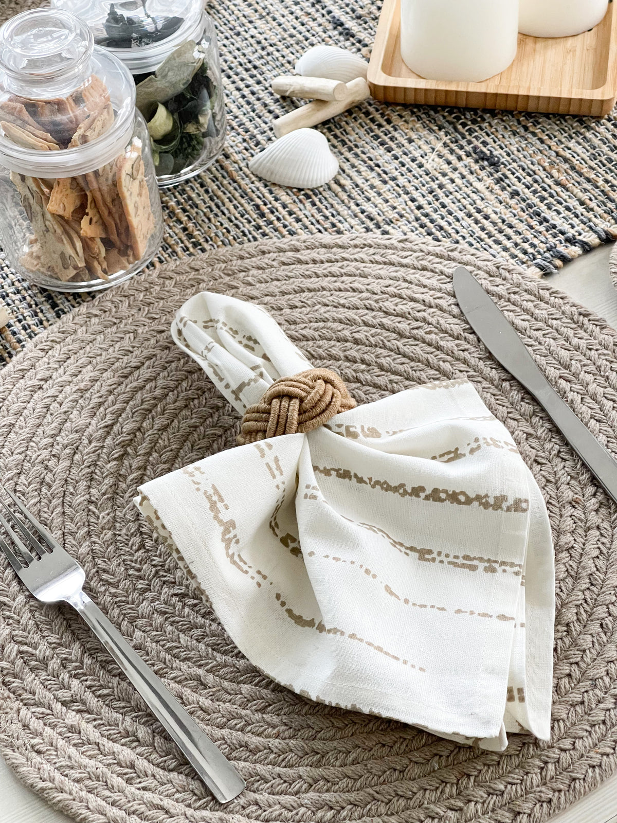MARBLED STRIPE NAPKIN SET OF 6, LINEN-WHITE, 18''x18''