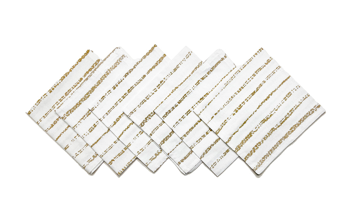 MARBLED STRIPE NAPKIN SET OF 6, LINEN-WHITE, 18''x18''