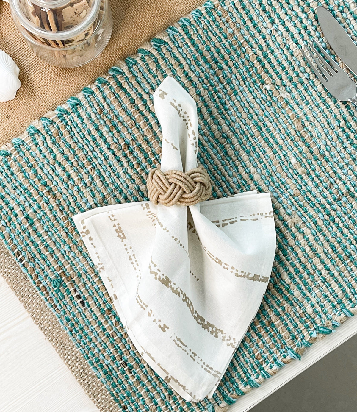 MARBLED STRIPE NAPKIN SET OF 6, LINEN-WHITE, 18''x18''