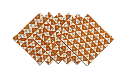 TRIANGLE NAPKIN SET OF 6, ORANGE-IVORY-BEIGE, 18''x18''