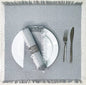 CHAMBRAY W. FRINGES NAPKINS SET OF 12, 18''x18'', Grey-White