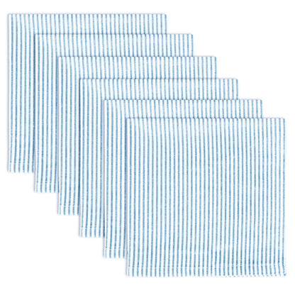CLASSIC PINSTRIPE NAPKINS SET OF 6, Blue-White, 18''x18''.