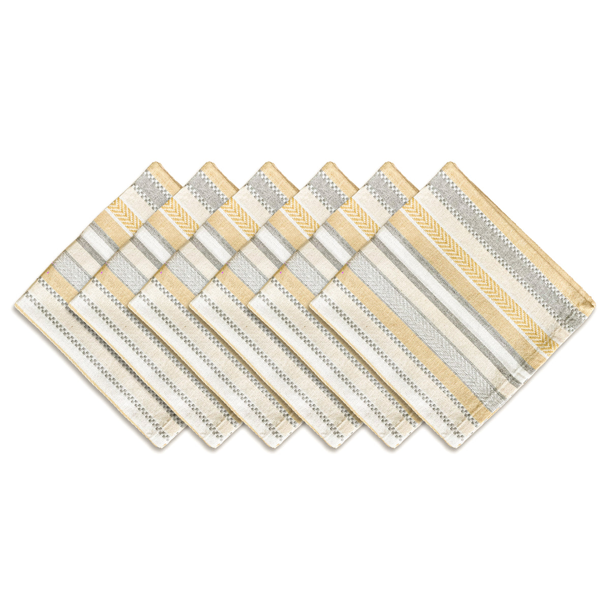 WOVEN SALSA STRIPE NAPKINS SET OF 6, Beige-White, 18''x18''.