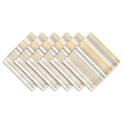WOVEN SALSA STRIPE NAPKINS SET OF 6, Beige-White, 18''x18''.