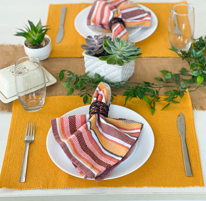 WOVEN SALSA STRIPE NAPKINS SET OF 6, Harvest, 18''x18''.