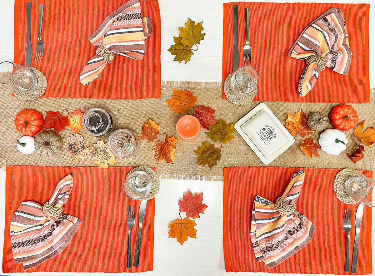 WOVEN SALSA STRIPE NAPKINS SET OF 6, Harvest, 18''x18''.