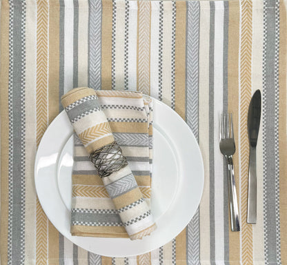 WOVEN SALSA STRIPE NAPKINS SET OF 12, 18''x18'', Beige
