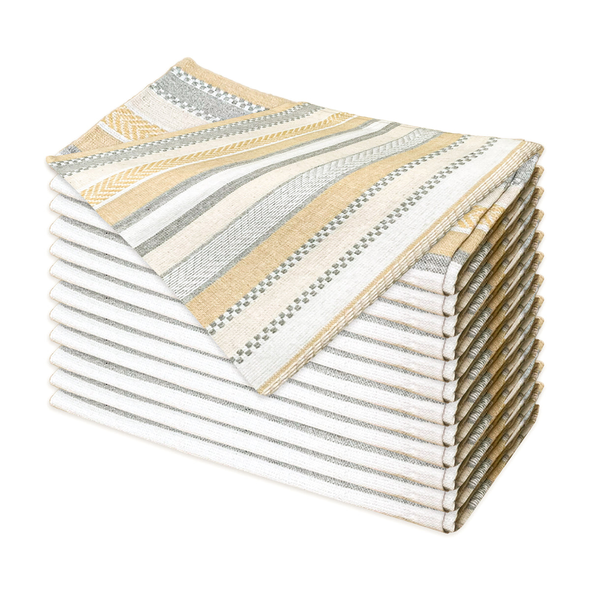 WOVEN SALSA STRIPE NAPKINS SET OF 12, 18''x18'', Beige