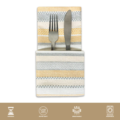 WOVEN SALSA STRIPE NAPKINS SET OF 12, 18''x18'', Beige