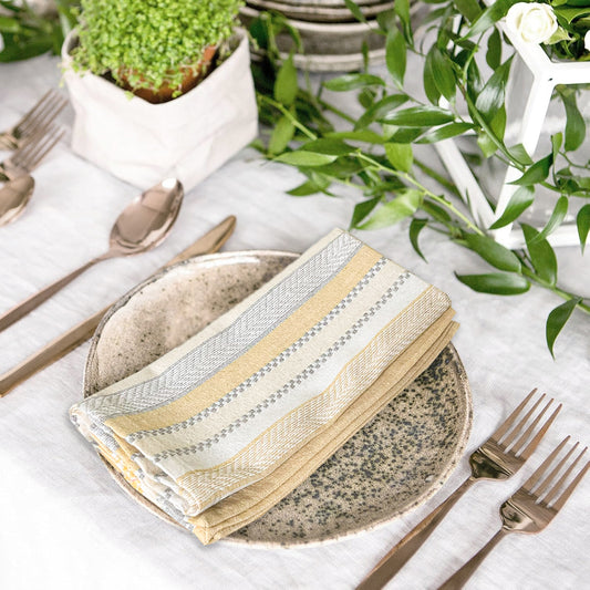 WOVEN SALSA STRIPE NAPKINS SET OF 12, 18''x18'', Beige